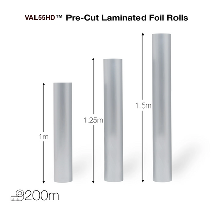 Barrier Foil Rolls VAL55HD Moistop Rolls | Pre-Cut Log Rolls | 1.25mtr, 1.25mtr or 1.5mtr Width x 200mtr Linear